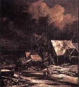 Village in Winter by Moonlight